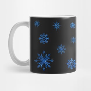 Dark Blue Faux Glitter Snowflakes Mug